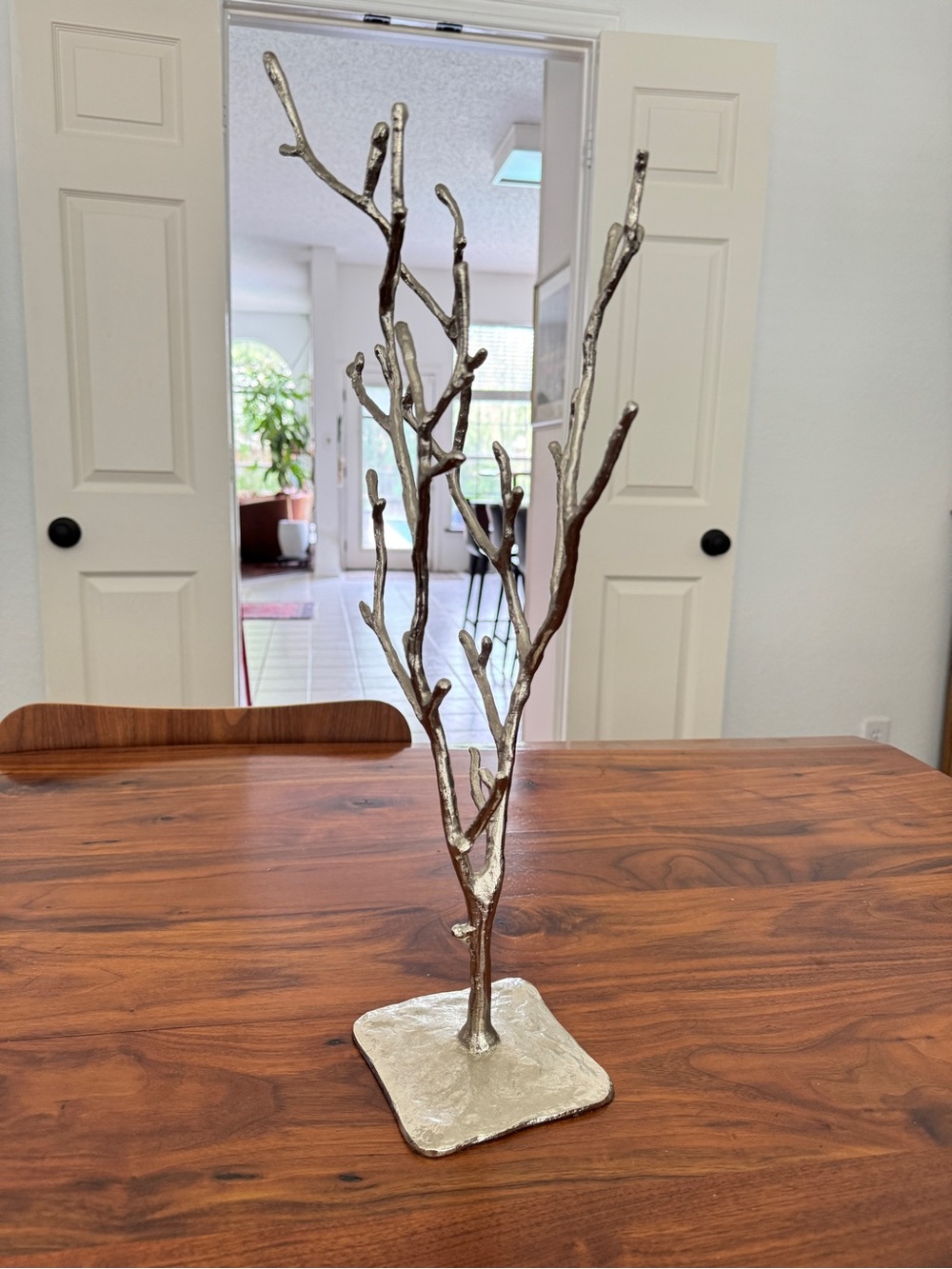 MCM Beautiful Silver Metal Decorative Branch Sculpture Jellewery Tree 20"H 8"W